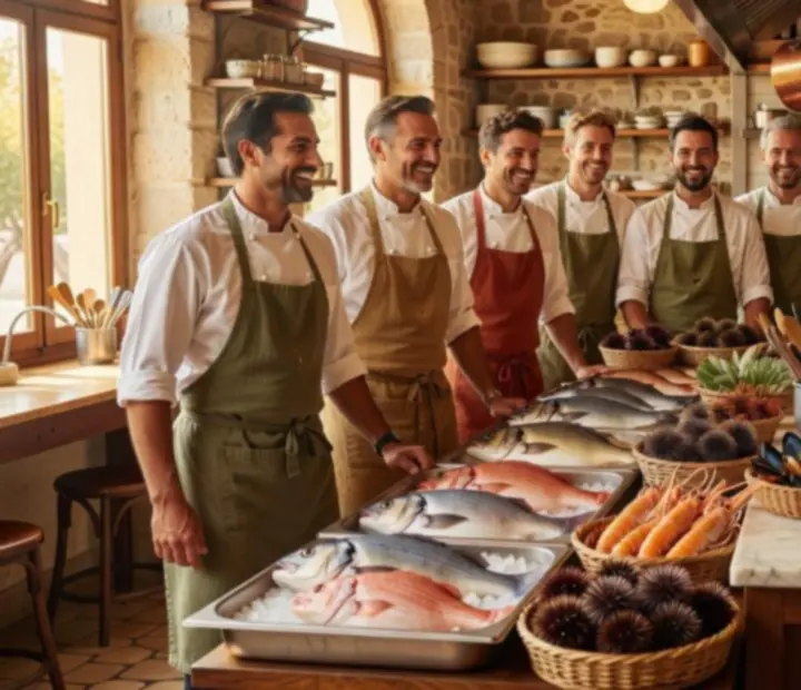 Equipo de cocina de Fichasytenedor en la terraza mediterránea